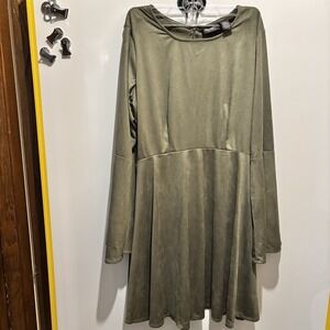 Wrangler Retro Olive Green Dress Flared Sleeves And Skirt Medium